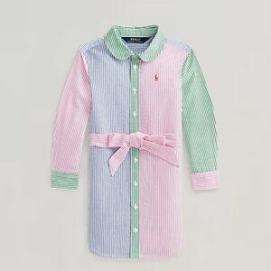 Polo by Ralph Lauren Striped Kids Dress - Pink, Green, Blue